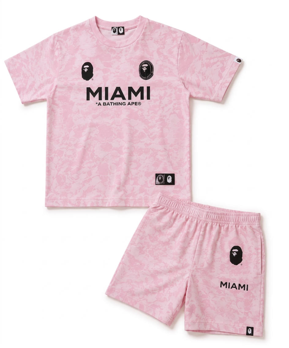 BAPE x Inter Miami Tee & Shorts Set — Pink