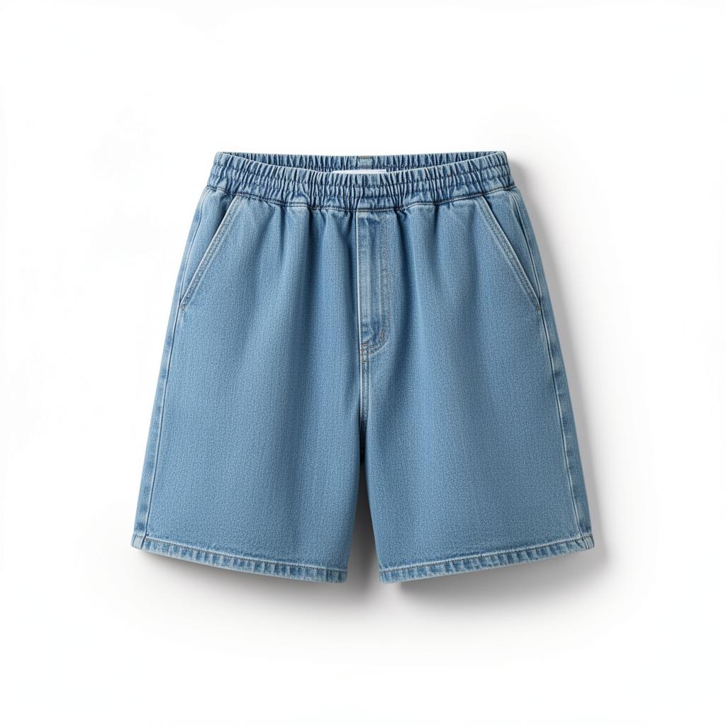 Distressed Baggy Denim Shorts — Light Wash