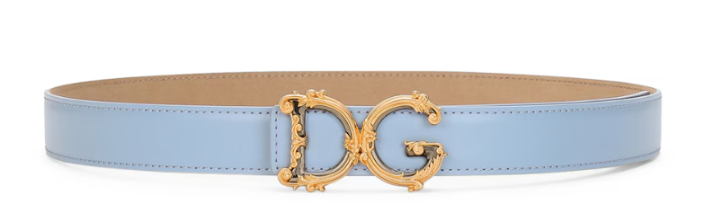 Dolce & Gabbana DG Gold Plate Belt — Sky Blue