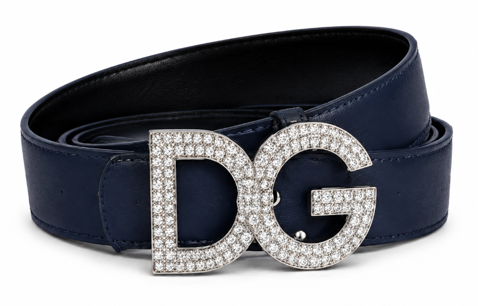 Dolce & Gabbana DG Crystal Belt — Navy