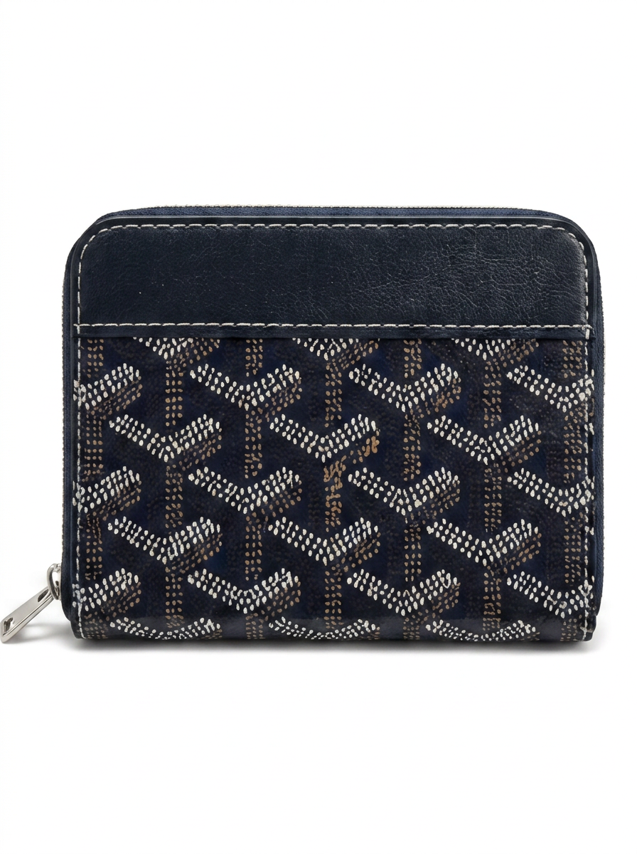 Goyard Zip Card Wallet — Navy
