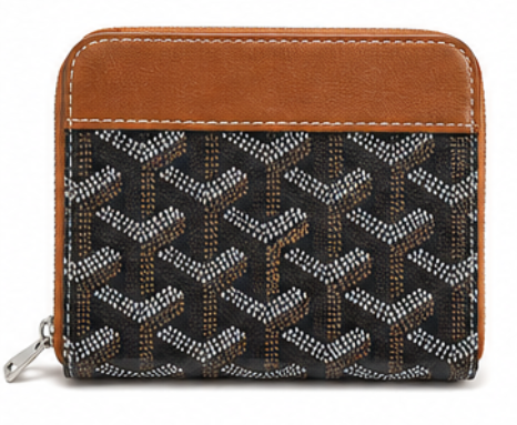 Goyard Zip Card Wallet — Tan Trim