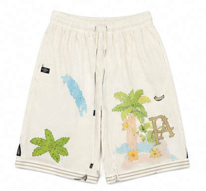 Palm Angels Palm Print Shorts — Cream