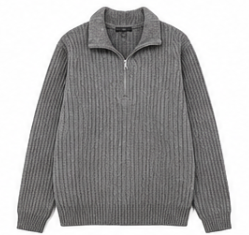 Cable Knit Quarter-Zip — Grey