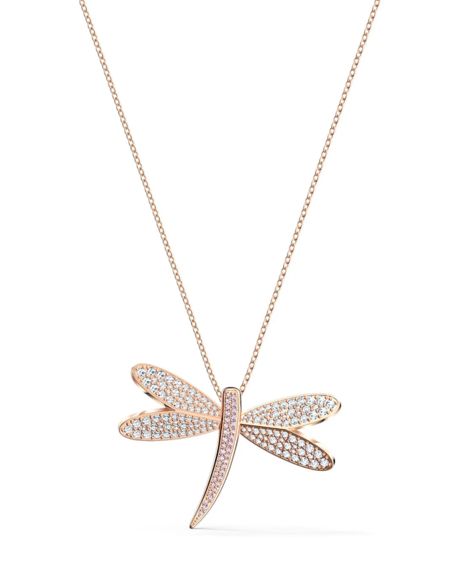 Swarovski Dragonfly Necklace — Rose Gold