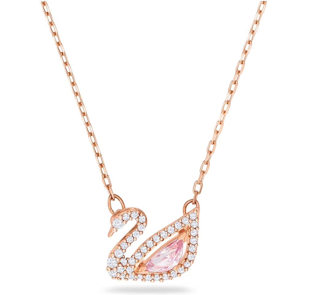 Swarovski Swan Necklace — Rose Gold