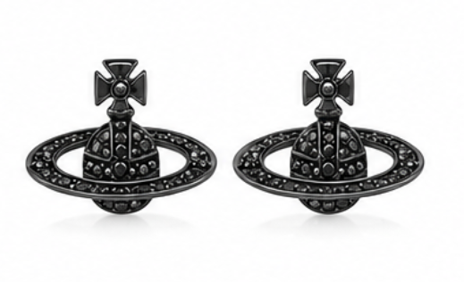 Vivienne Westwood Orb Earrings — Black Pavé